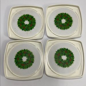 Vintage Hallmark Christmas Wreath Holiday Coasters
